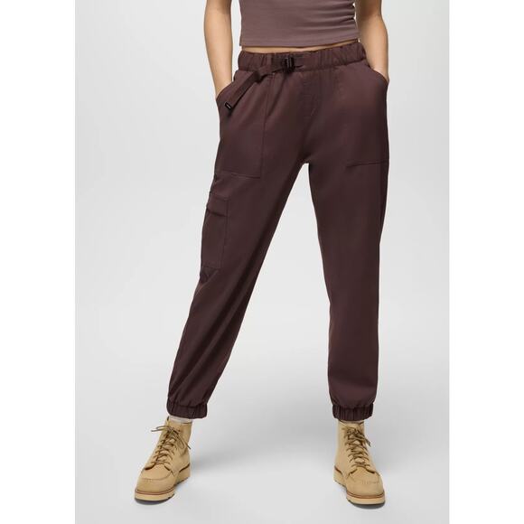 Prana Stretch Zion E-Waist Jogger Women's XS Mocha Relaxed Fit High Rise Cargo - Picture 1 of 10